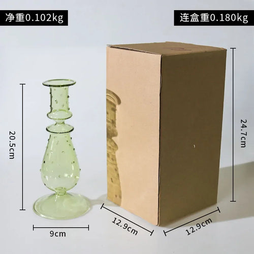 Retro glass candle holder for home and wedding decor - vue 7 sur 9