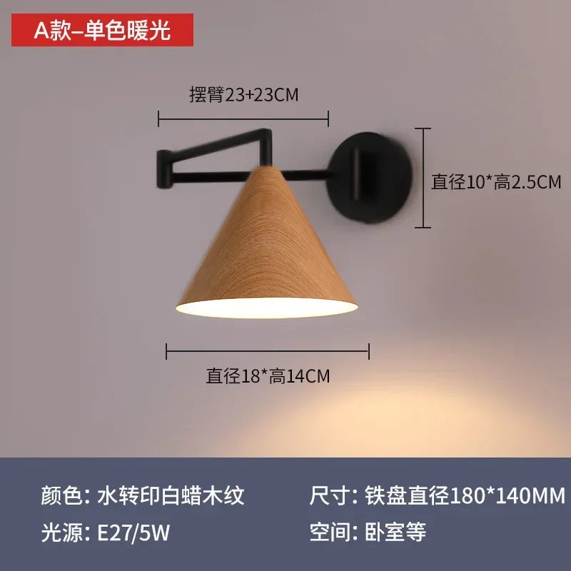 Rotating wooden wall light for modern interior decor