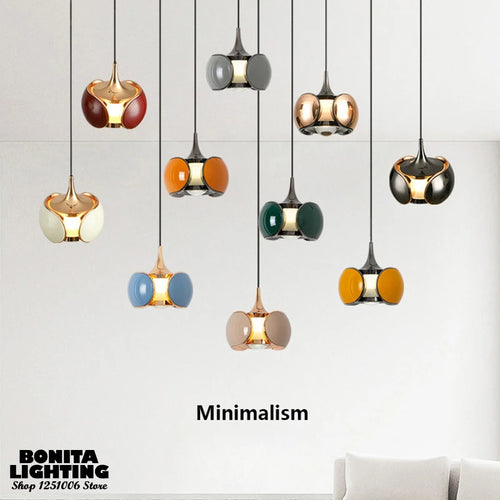 Nordic LED pendant light with liftable beetle lens decorative - vue 2 sur 12