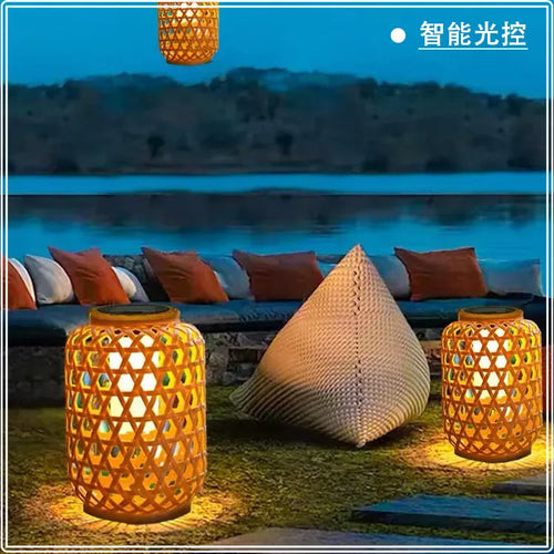 Solar bamboo lanterns for outdoor garden decoration - vue 3 sur 6