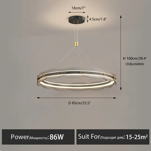 Modern designer chandelier for living room and restaurant pendant lighting - vue 12 sur 12