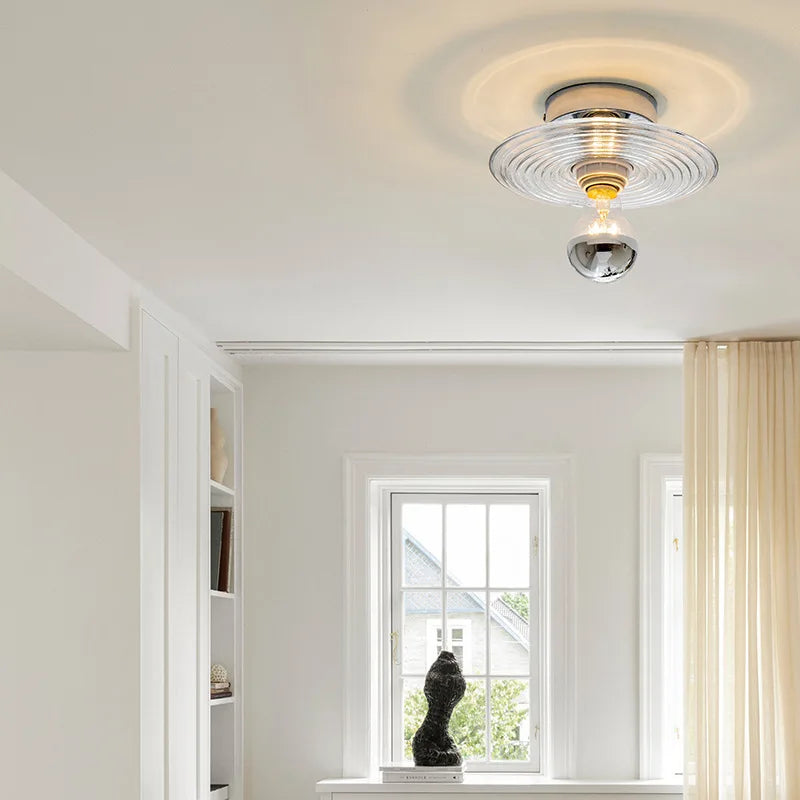 Wavy glass wall light for hallway, entrance and staircase - vue 6 sur 9