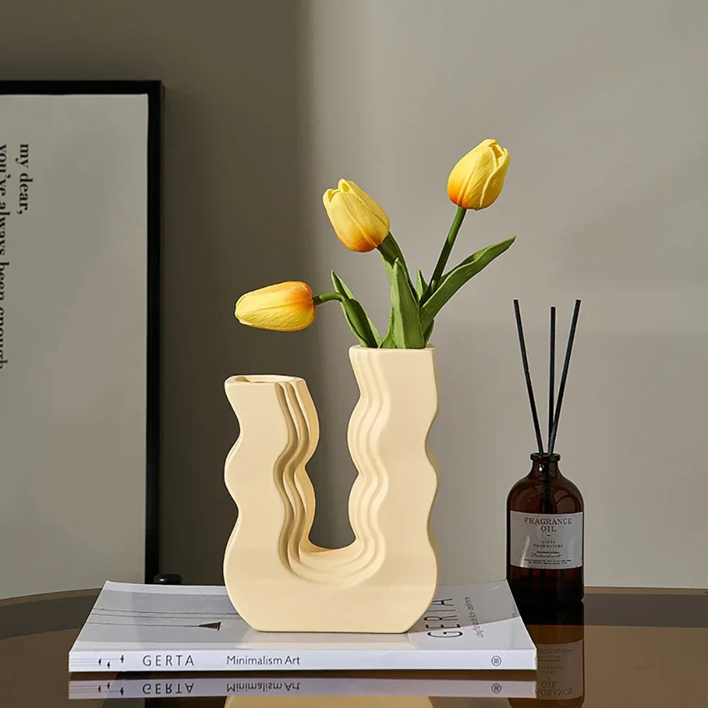 Morandi style decorative ceramic vase for flowers