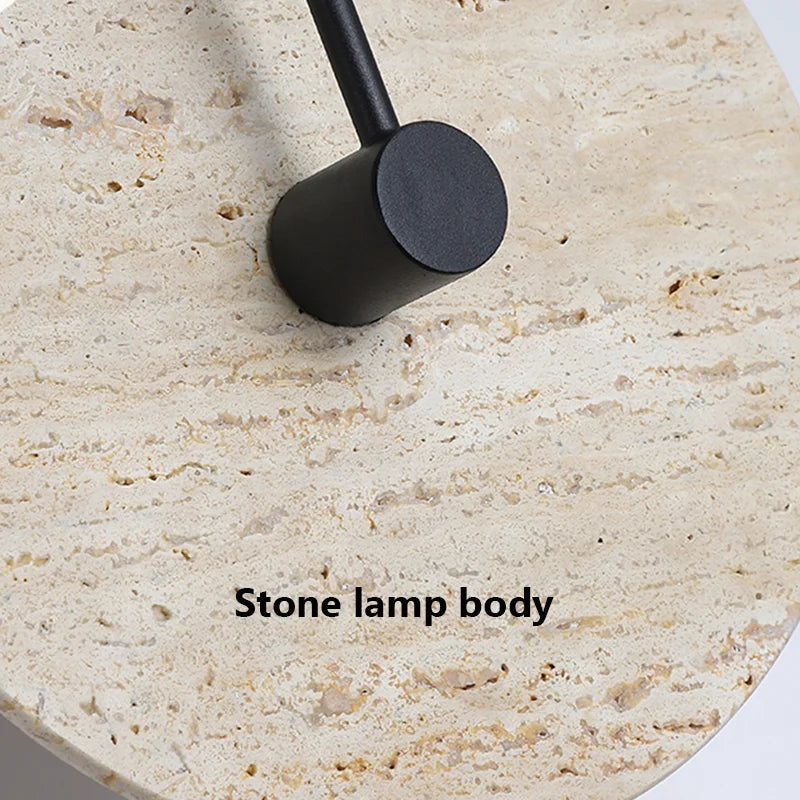 Vintage round natural stone wall light indoor LED - vue 5 sur 6