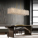 Round layered designer ceiling light in gold copper