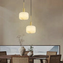 Modern marble and copper chandelier with elegant Nordic design