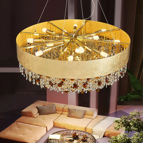 Modern crystal LED chandelier with dimmer - vue 4 sur 10