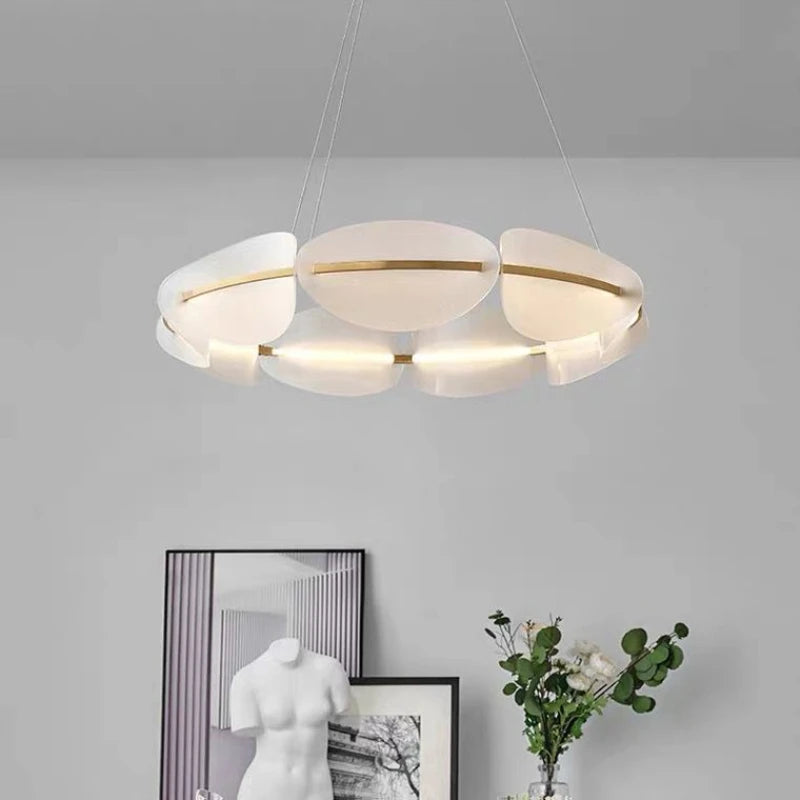 Art deco pendant light, 3 colour temperatures, designer acrylic