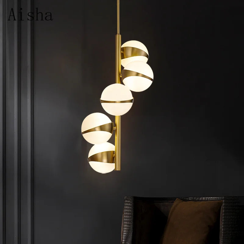 Nordic-style copper chandelier with creative design for interiors