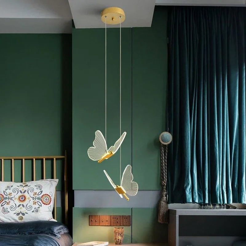 Nordic transparent butterfly LED chandelier - vue 3 sur 17