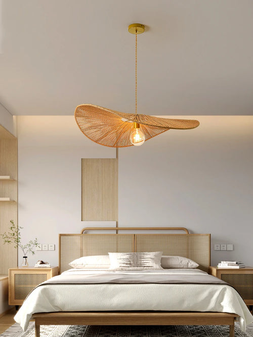 Nordic straw chandelier for modern and elegant decor - vue 3 sur 9
