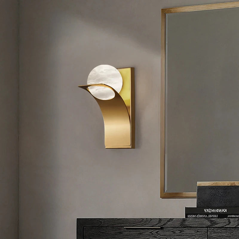 Modern luxurious LED wall light in Spanish natural marble