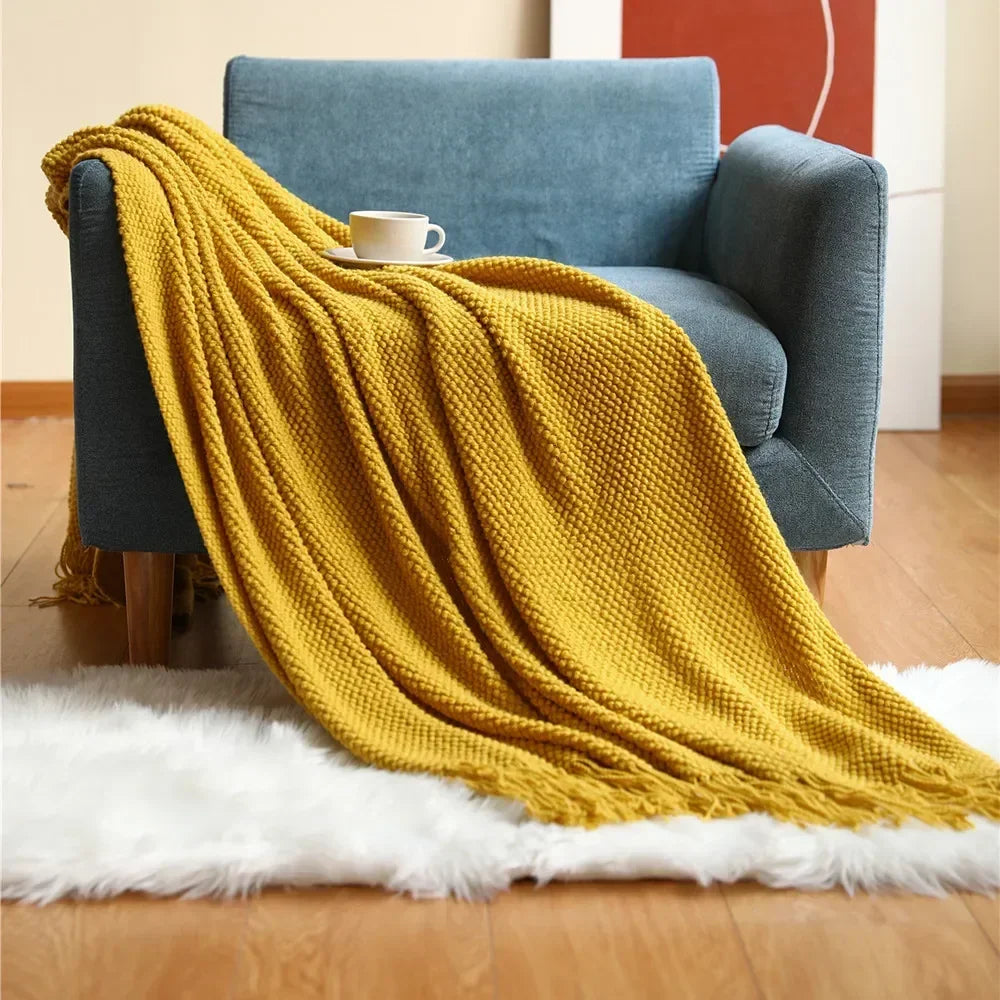 Modern pineapple pattern knitted throw for living room and bedroom