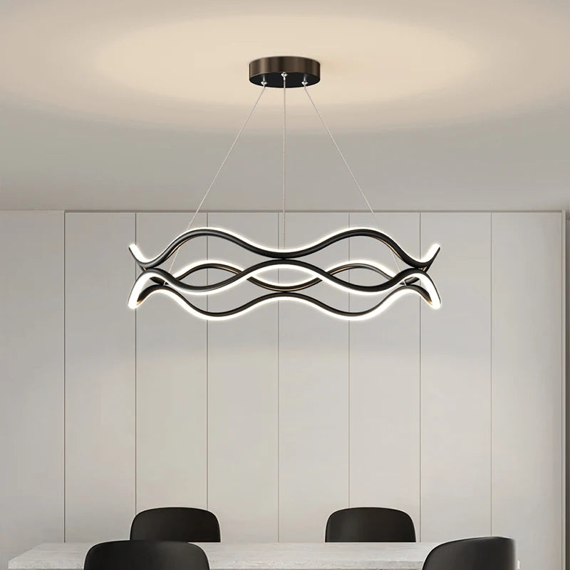 Nordic designer wave line chandelier with main light - vue 5 sur 10