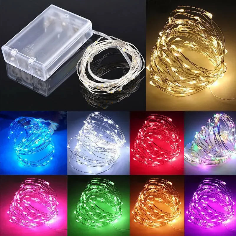 Copper wire LED string lights for festive decoration