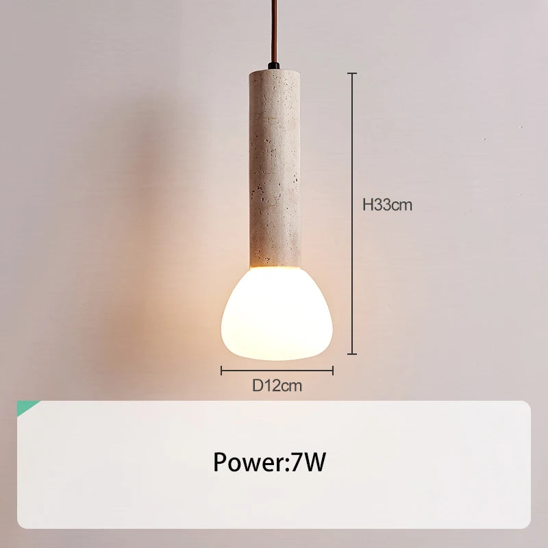 Cream style LED pendant light for living room and bedside - vue 6 sur 6
