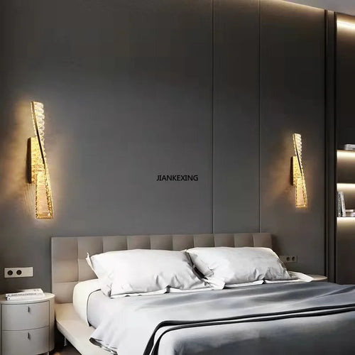 Creative and Personalized Long Crystal Light,Walkway Bedroom TV Background Wall Lamp Luxury Simple LED Suspension Lamps - vue 3 sur 12