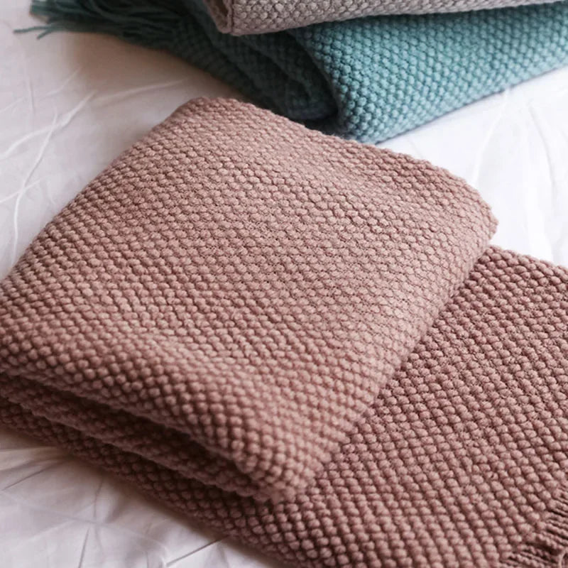 plaid tricoté motif ananas style moderne salon chambre - vue 3 sur 4