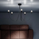 Minimalist designer chandelier with LED lighting and crystal glass shade