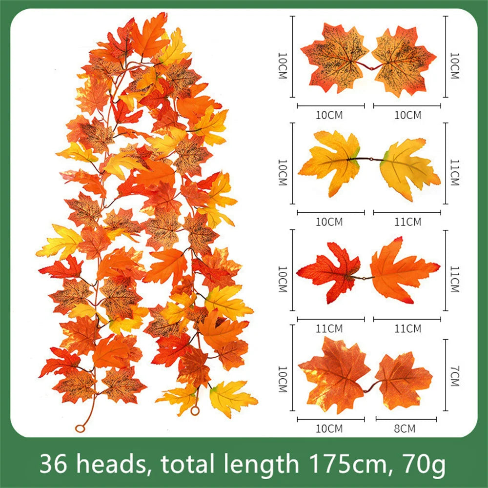 Decorative artificial silk maple leaf garland for garden - vue 15 sur 16