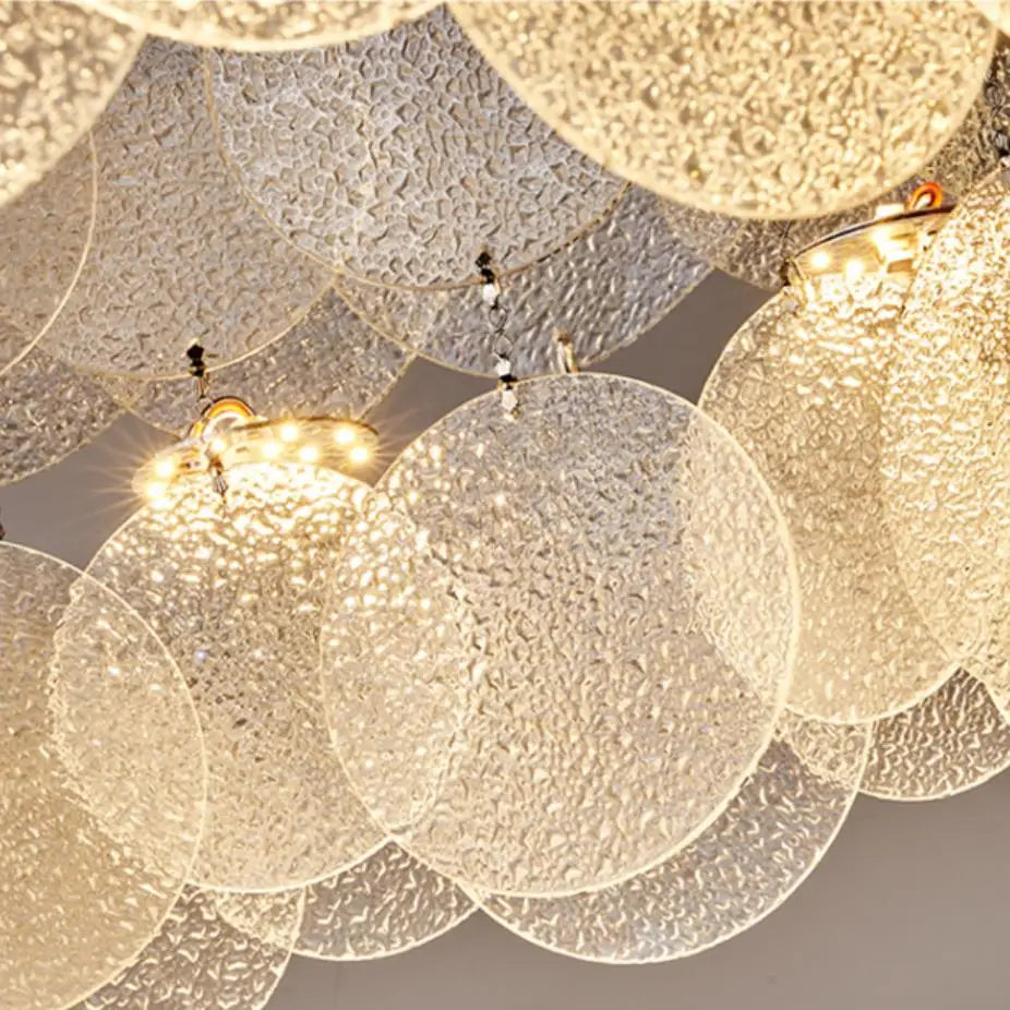 Modern round LED ceiling light in stainless steel and glass - vue 6 sur 10