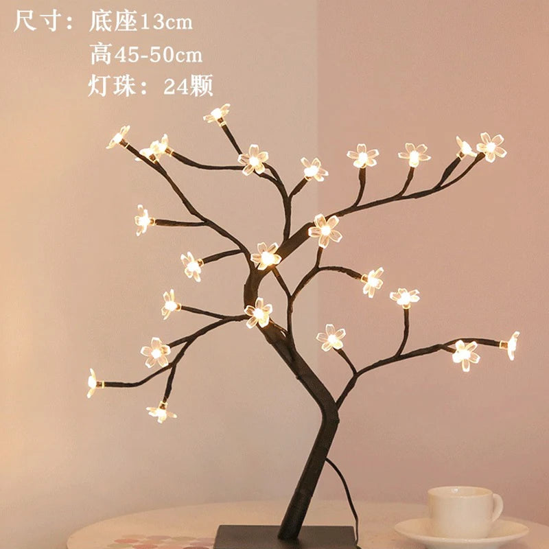 Nordic crystal LED cherry blossom table lamp night light - vue 10 sur 19
