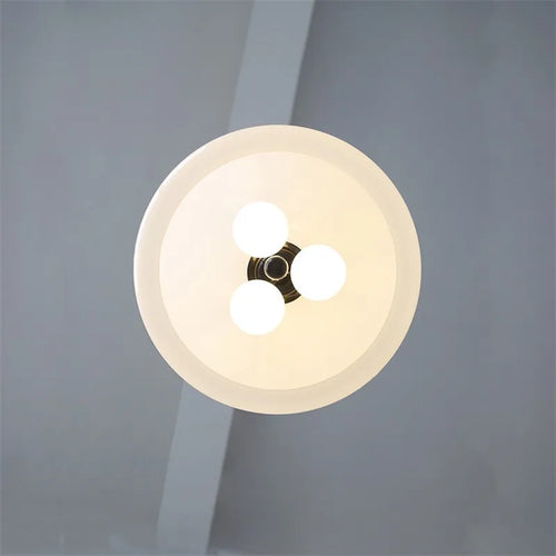 Milky white glass flower pendant light Bauhaus style - vue 7 sur 11