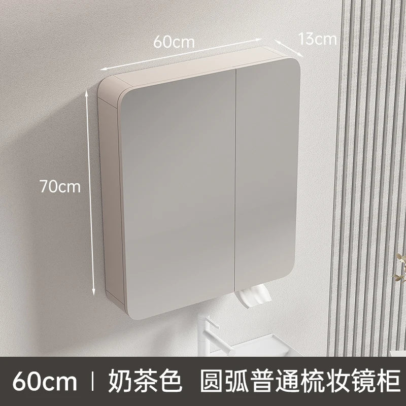 circular aluminum wardrobe with mirror, smart lighting and storage - vue 13 sur 32