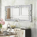 Rectangular glass mirror with decorative crystal frame