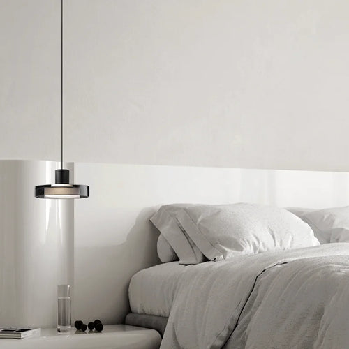Modern stainless steel and glass designer pendant light - vue 3 sur 6
