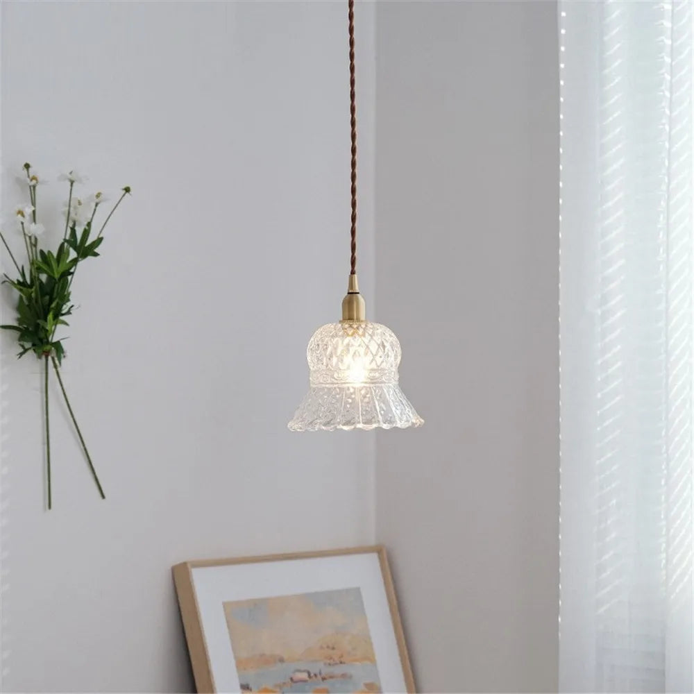 Antique brass and glass chandelier for home decor - vue 4 sur 8