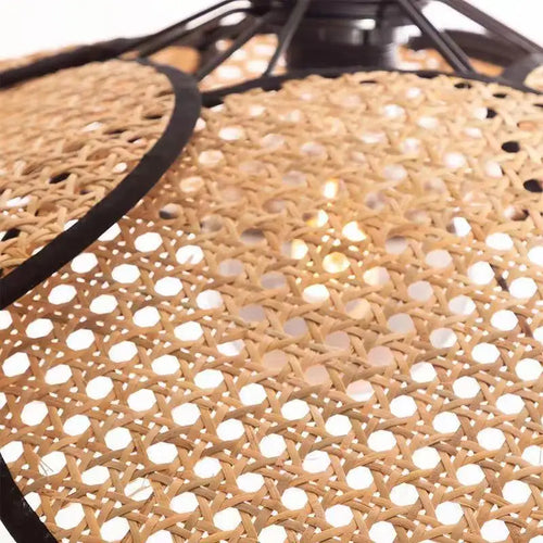 Retro rattan floor lamp with Chinese design for indoor decor - vue 5 sur 9
