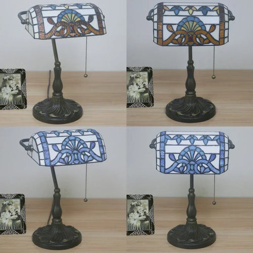 Nordic retro table lamp with stained glass, baroque Mediterranean decor - vue 7 sur 6
