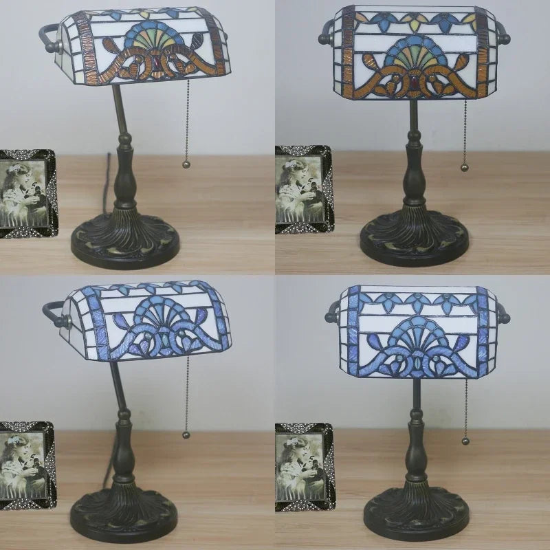 Nordic retro table lamp with stained glass, baroque Mediterranean decor - vue 6 sur 6