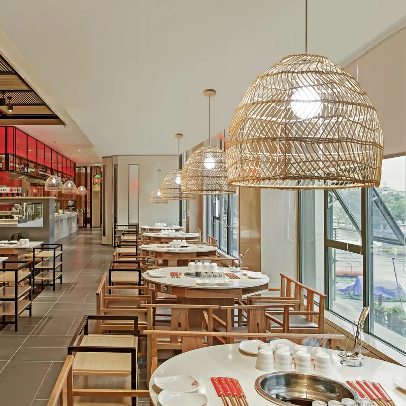 Natural rattan pendant light for elegant interior decor