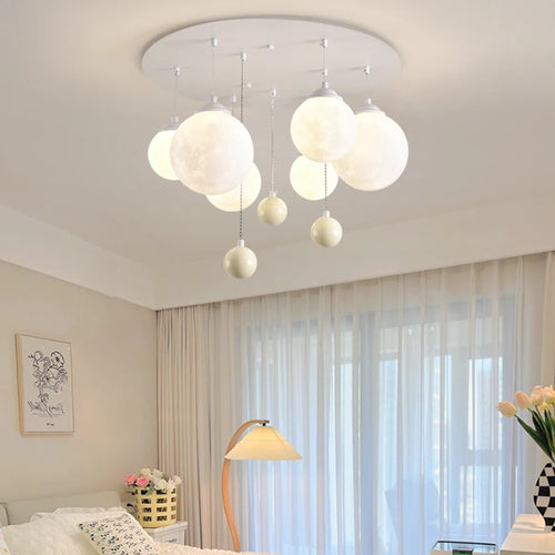 Design 3d led moon round ball chandelier for indoor suspension - vue 4 sur 10