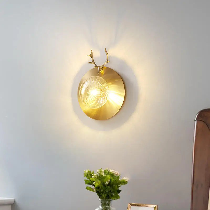 Creative personalised copper deer head wall light - vue 3 sur 7