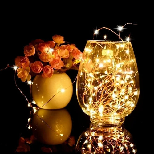 Copper wire LED string lights for festive decorations - vue 5 sur 12