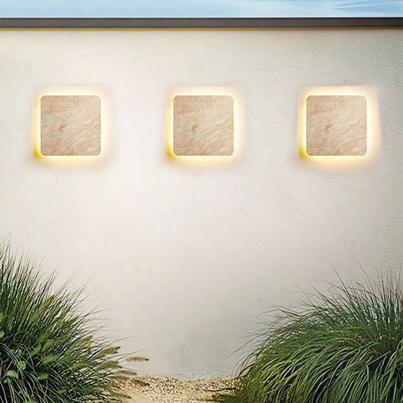 Yellowstone natural stone IP65 waterproof LED square wall light for villa entrance, corridor, restaurant, decorative indoor outdoor lighting - vue 4 sur 7