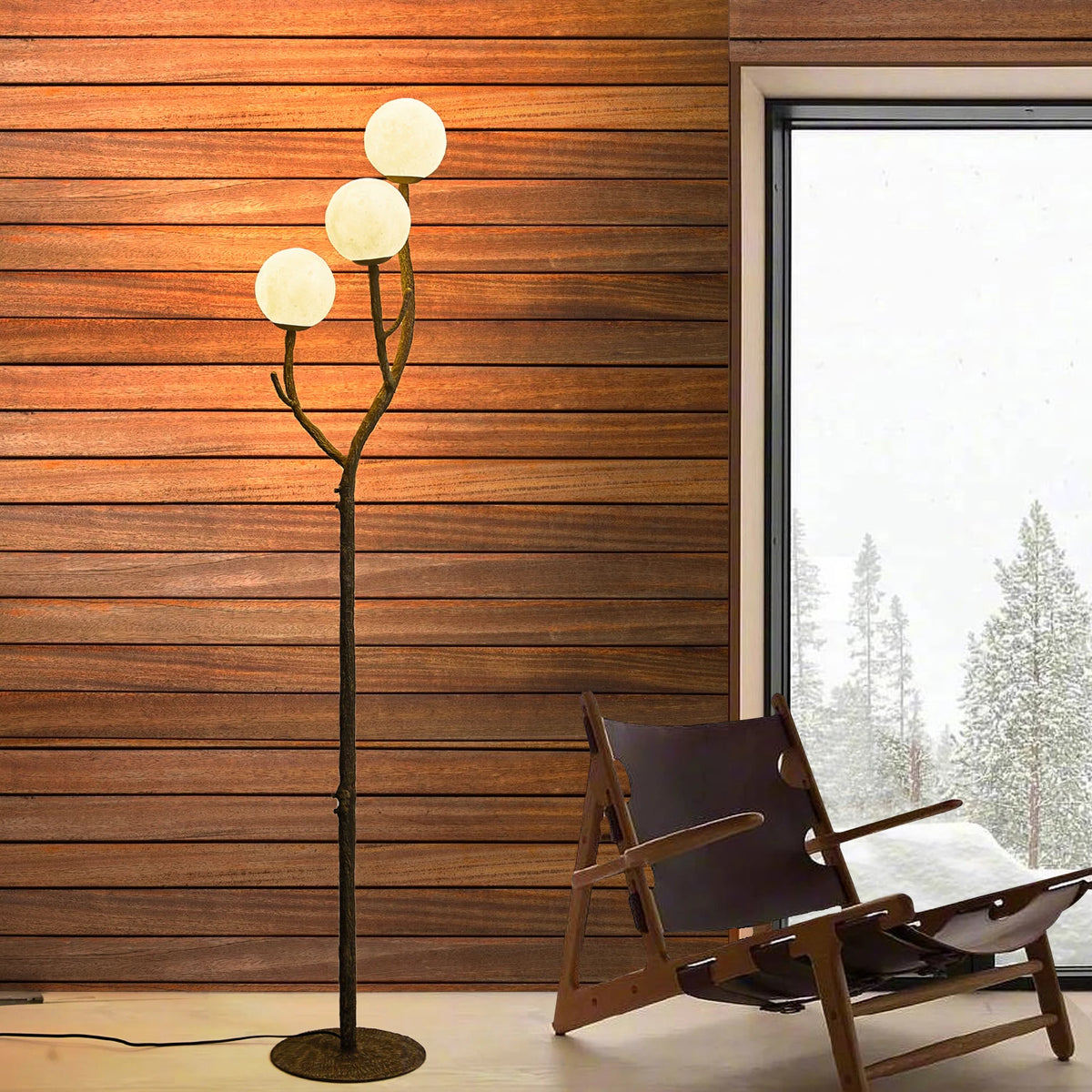Handcrafted metal floor lamp inspired by nature