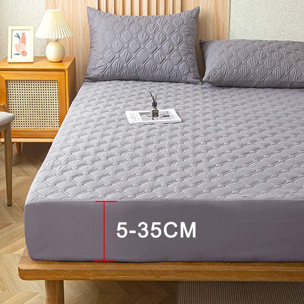 Waterproof Cotton Mattress Cover, Throw Fitted Sheet, Bed Replacement Protector, Single, Double, 140, 160, Muti Size Bed Sheets - vue 3 sur 8