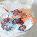 Set of artificial ginkgo, eucalyptus and holly leaves for floral decoration