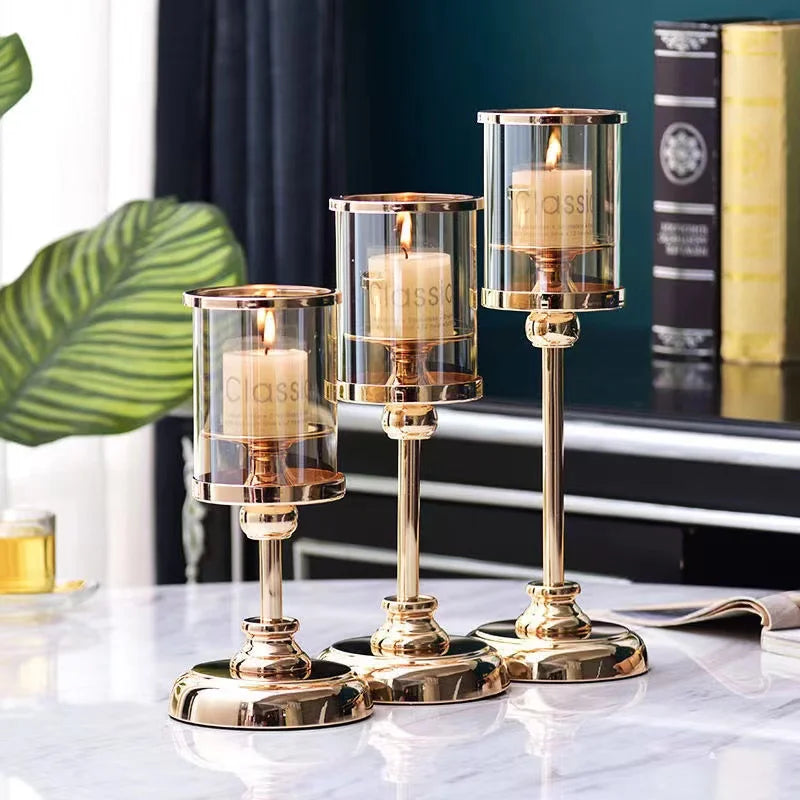 Vintage glass candle holders for Nordic, wedding and Christmas decor