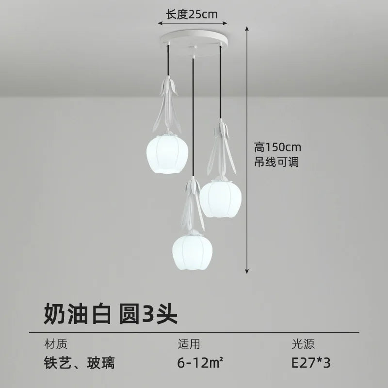 Art deco glass chandelier with hanging floral shade - vue 11 sur 11
