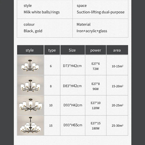 Nordic chandelier 15 lights modern luxury design for bright interiors - vue 5 sur 16
