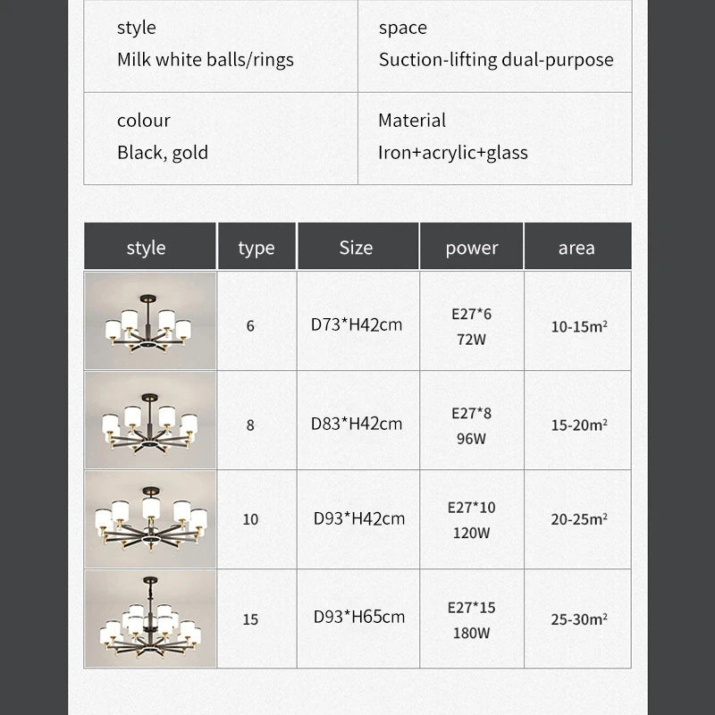 Nordic chandelier 15 lights modern luxury design for bright interiors - vue 5 sur 16