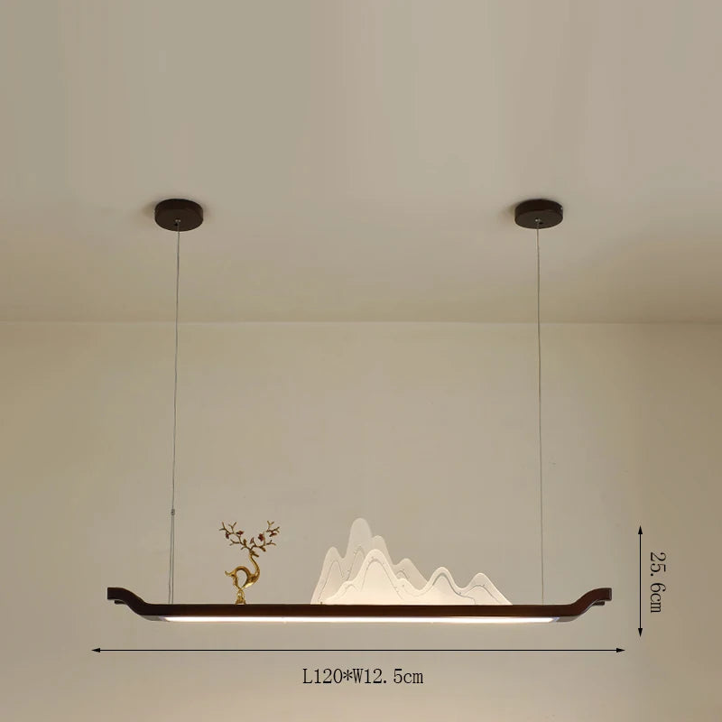 Chinese wooden pendant light for a zen and economical atmosphere - vue 8 sur 16