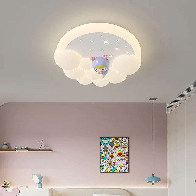 modern LED ceiling light with clouds and bubbles for children's bedrooms - vue 5 sur 10