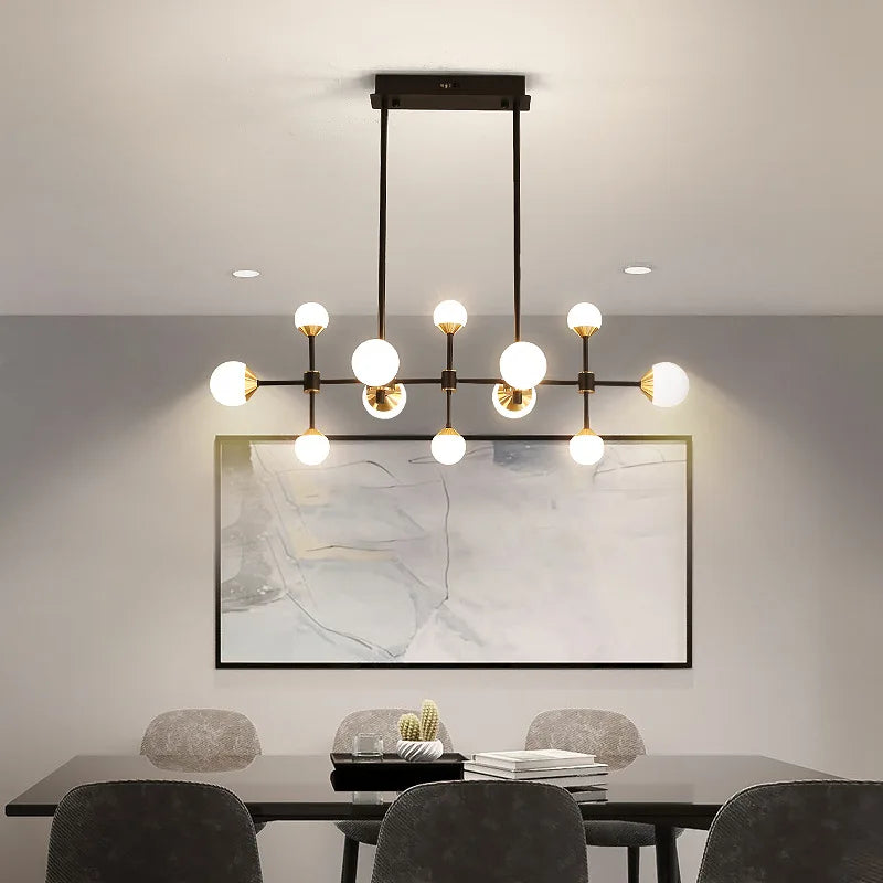 Modern simple and luxurious nordic style glass ball chandelier - vue 4 sur 13