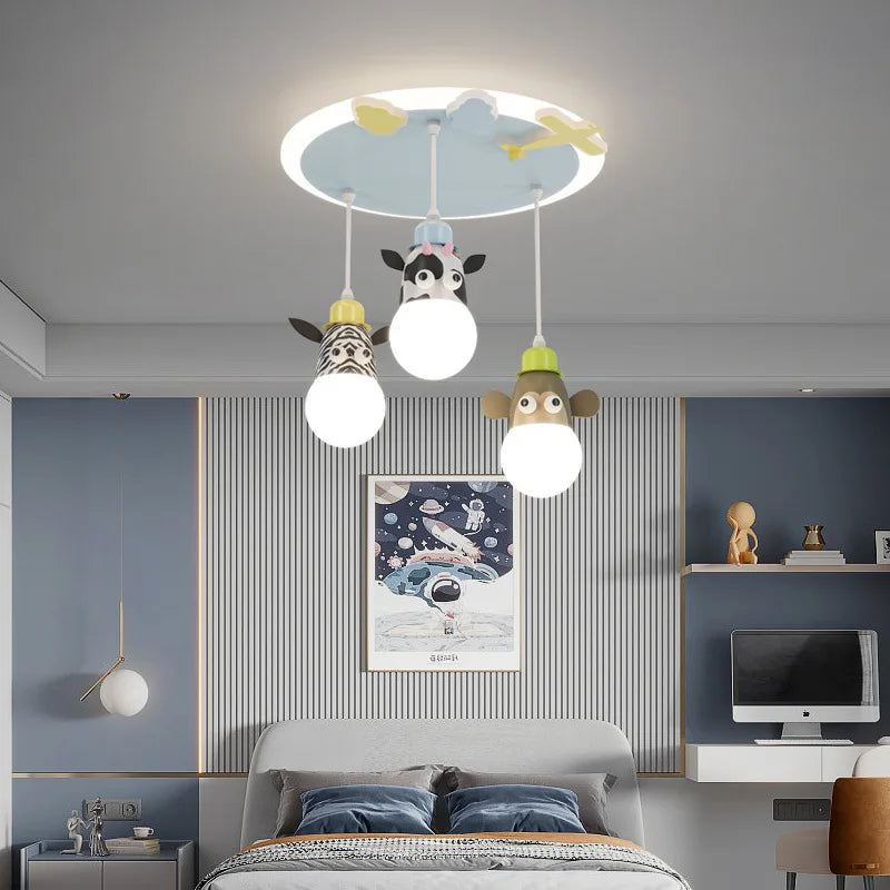 Cartoon animal chandelier with cloud night lights for children